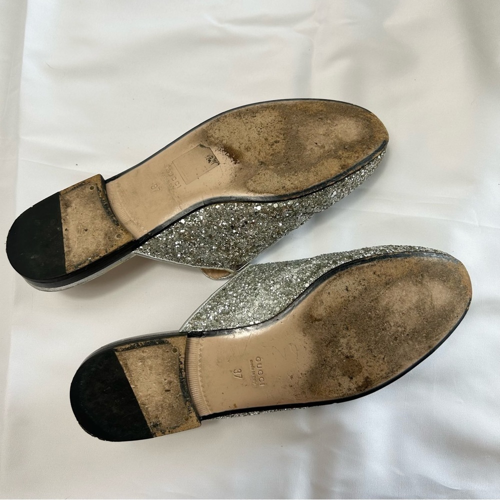 Gucci Princetown Horsebit-Detailed Glitter Leather Slippers size 37 - Picture 14 of 14